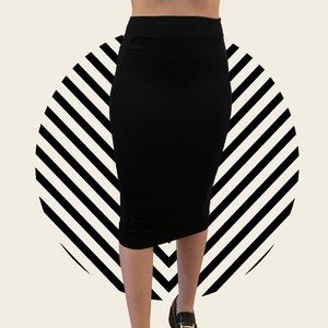 Black Ribbed Pencil Skirt